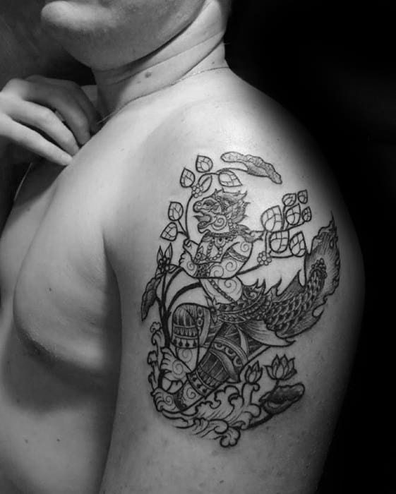 Upper Arm Masculine Hanuman Tattoos For Men