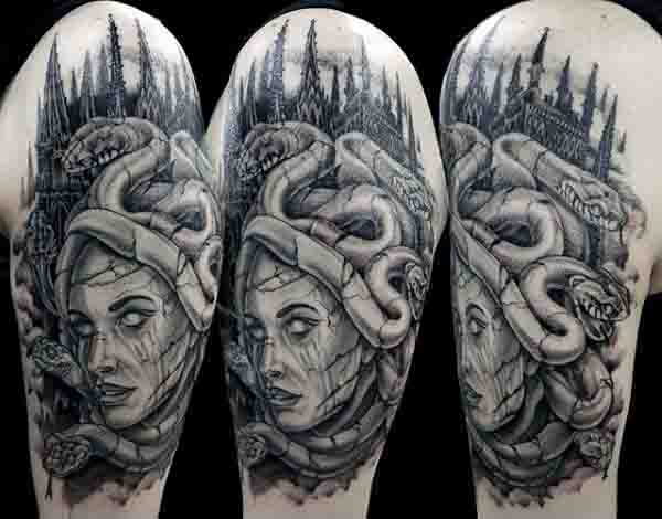 Upper Arm Medusa Male Tattoos