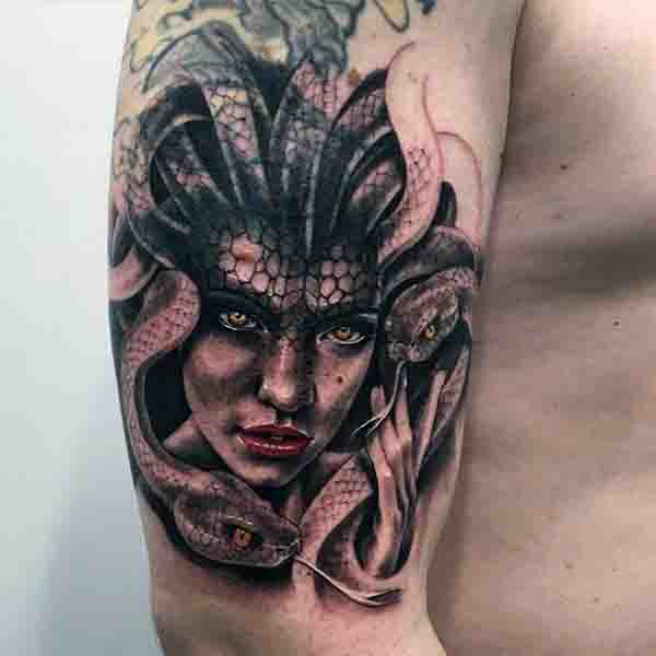 Upper Arm Medusa Tattoo For Males