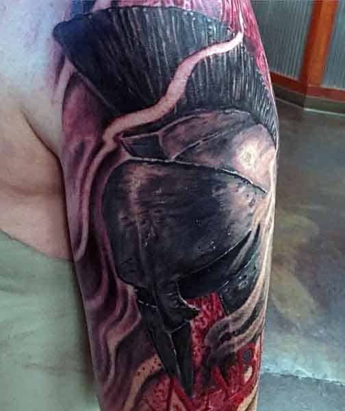 Upper Arm Men's Spartan Army Tattoo