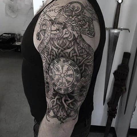Upper Arm Nordic Male Rune Tattoo Ideas