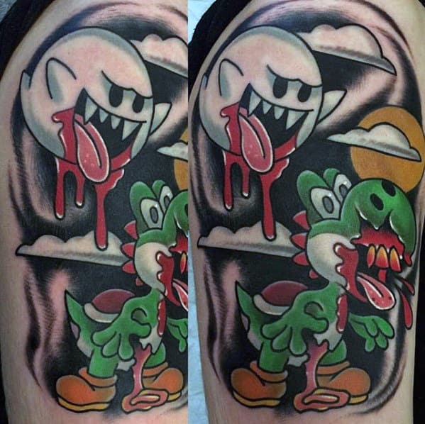 Upper Arm Old Schol Traditional Gentlemens Yoshi Tattoo Ideas