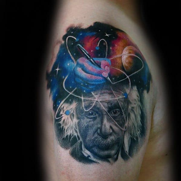 Upper Arm Outer Space Albert Einstein Tattoos For Gentlemen