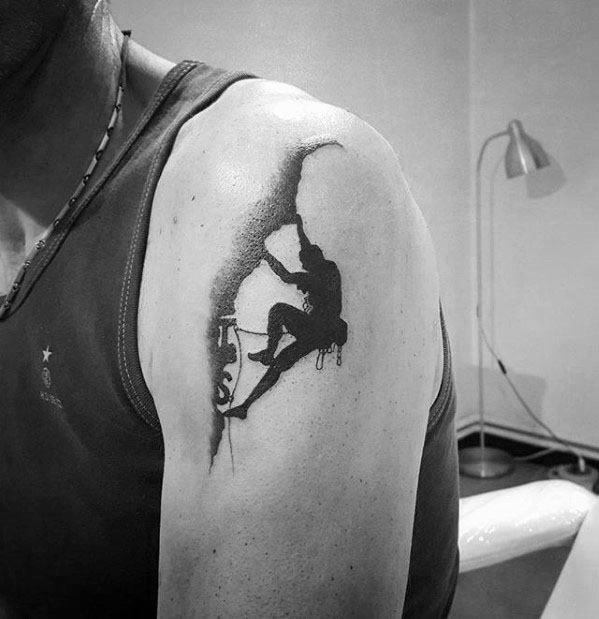 Upper Arm Rock Climbing Guys Tattoo Ideas
