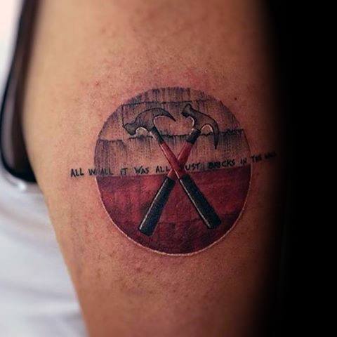Upper Arm Small Hammer Pink Floyd Mens Tattoo Designs