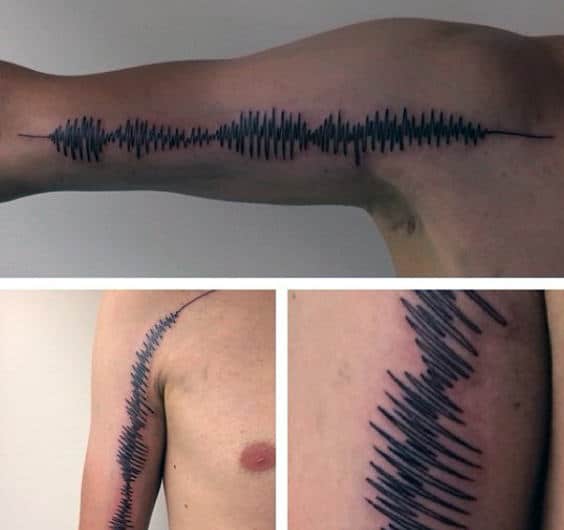 Upper Arm Soundwave Tattoos For Men