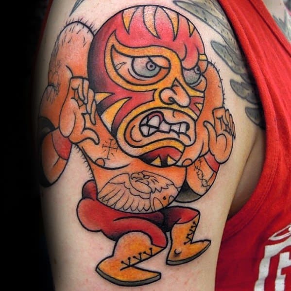 Upper Arm Wrestling Tattoo On Men