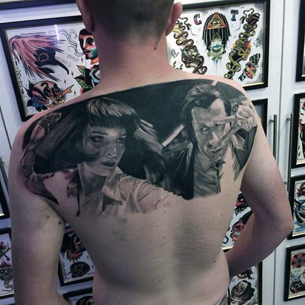 Upper Back Badass Mens Pulp Fiction Tattoo Designs