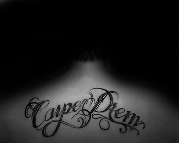 Upper Back Carpe Diem Tattoo Ideas For Gentlemen