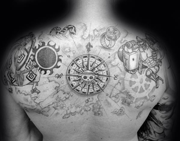 Upper Back Guys One Piece Tattoos Ideas