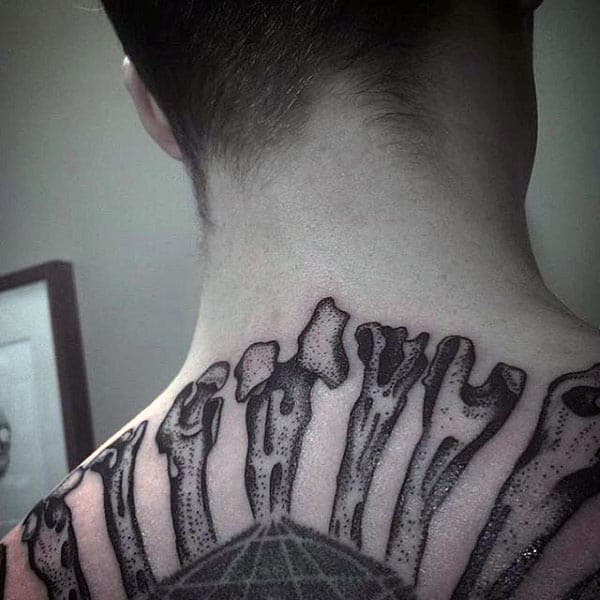 Upper Back Male Bone Tattoos