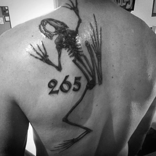 Upper Back Memorial Bone Frog Male Navy Tattoos