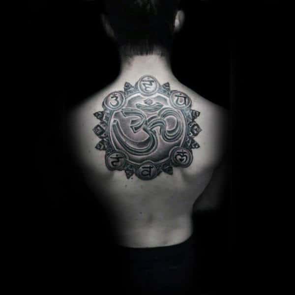 Upper Back Om Chakras Mens Tattoos