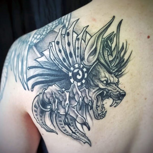 Upper Back Shoulder Guys Anubis Tattoos