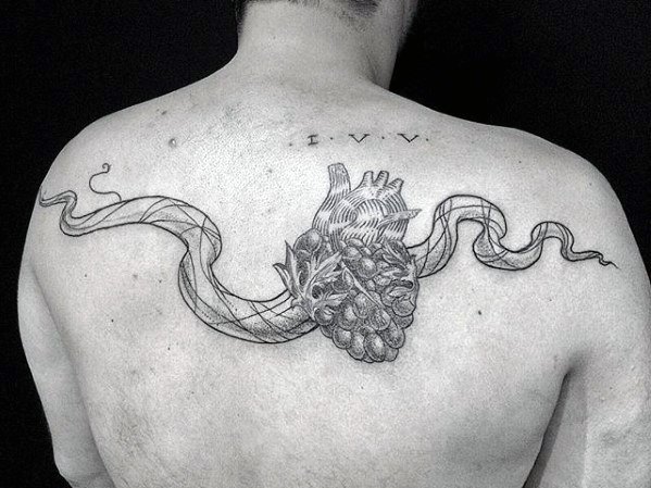 Upper Back Wine Male Tattoos