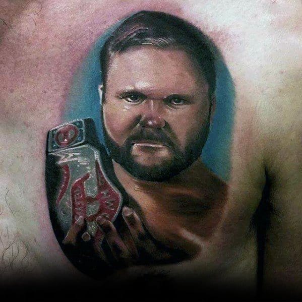 Upper Chest 3d Wrestling Mens Tattoo Ideas