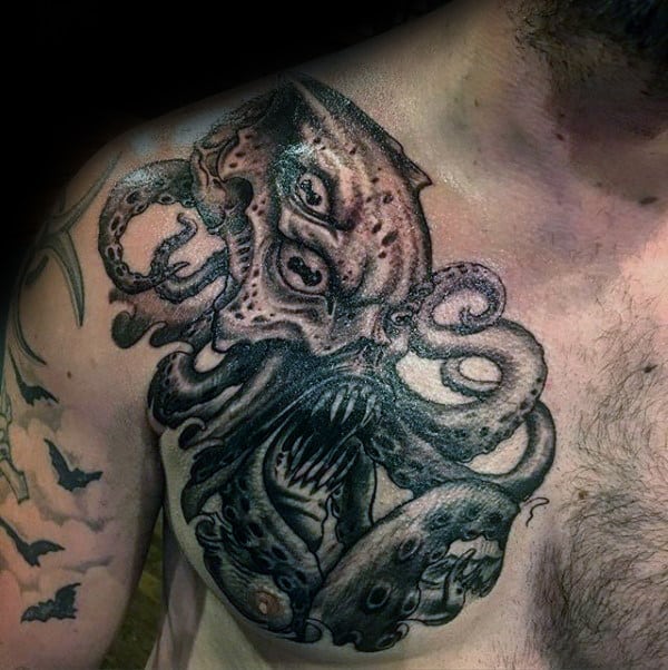 Upper Chest Cthulhu Mens Tattoo Ideas