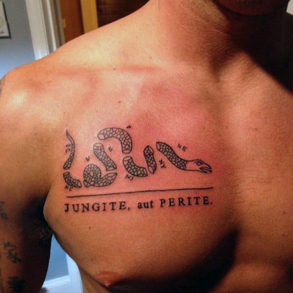 Upper Chest Join Or Die Tattoos For Men