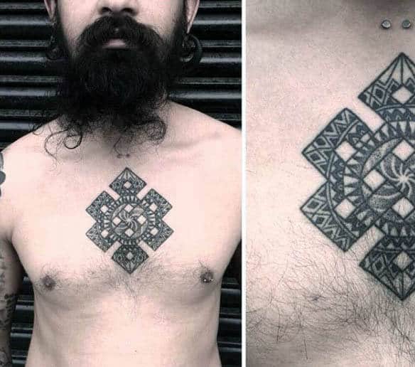 Upper Chest Male Endless Knot Tattoo