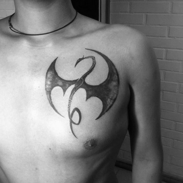 Upper Chest Mens Cool Simple Dragon Tattoo Ideas