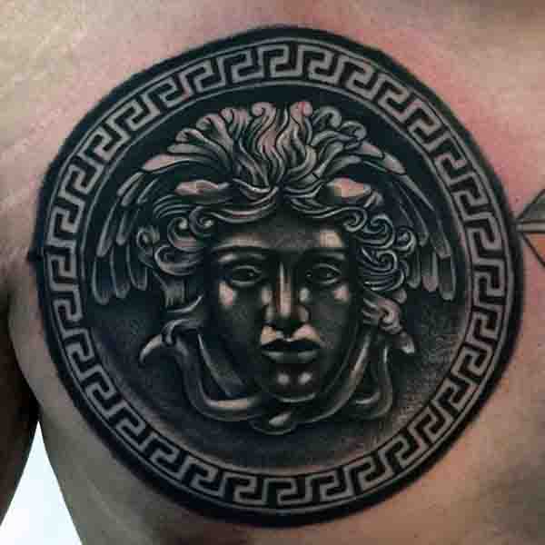 Upper Chest Mens Medusa Tattoo Designs