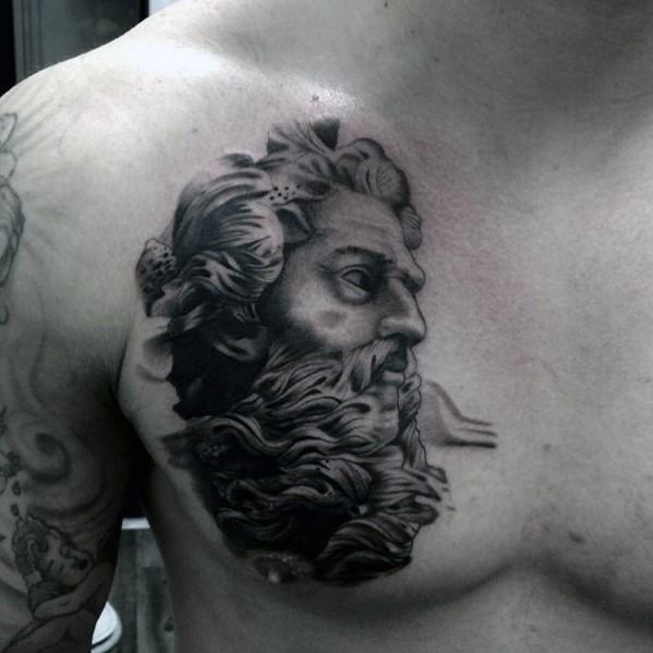 Upper Chest Portrait Of Socrates Mens Tattoo Designs