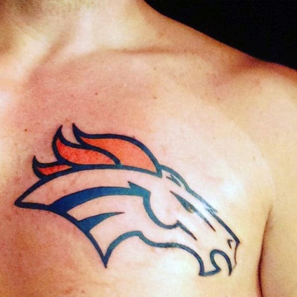 Upper Chest Simple Denver Broncos Mens Tattoo Ideas