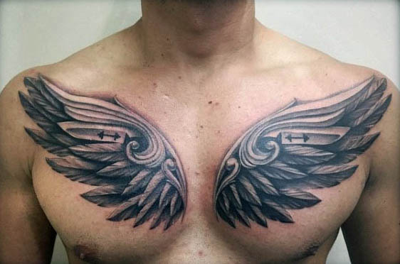 Upper Chest Wings With Dumbbells Mens Fitness Tattoos