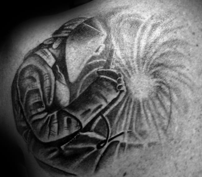 Upper Shoulder Mens Welding Tattoo Ideas