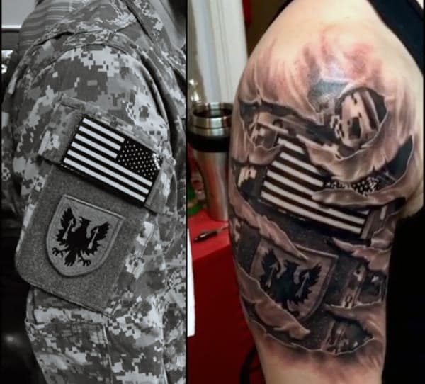 Us Army Mens Upper Arm Ripped Skin Tattoo