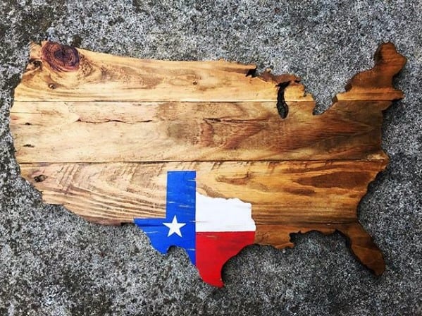 Usa Map With Color Texas Flag Diy Man Cave Ideas
