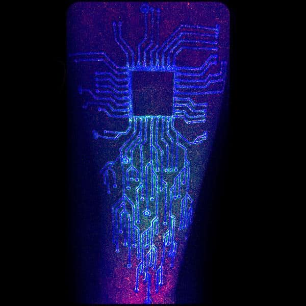 Uv Ink Glow In The Dark Male Circuit Board Tattoos On Arm