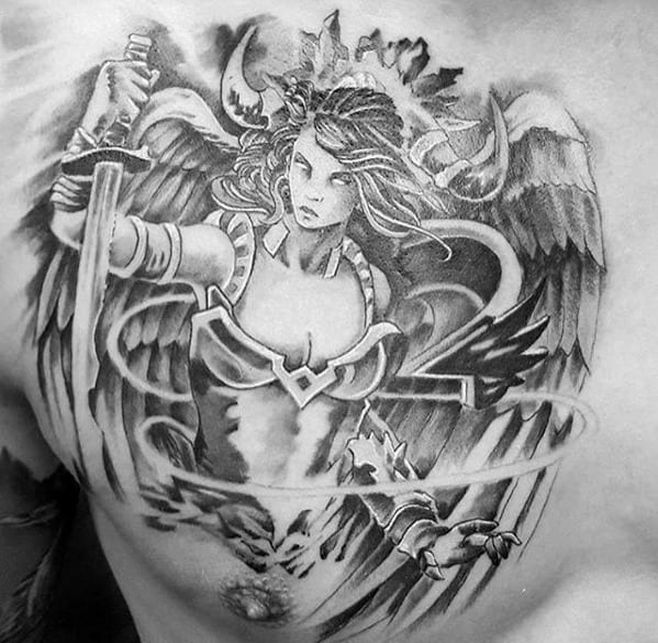 Valkyrie Guys Tattoo Ideas On Upper Chest