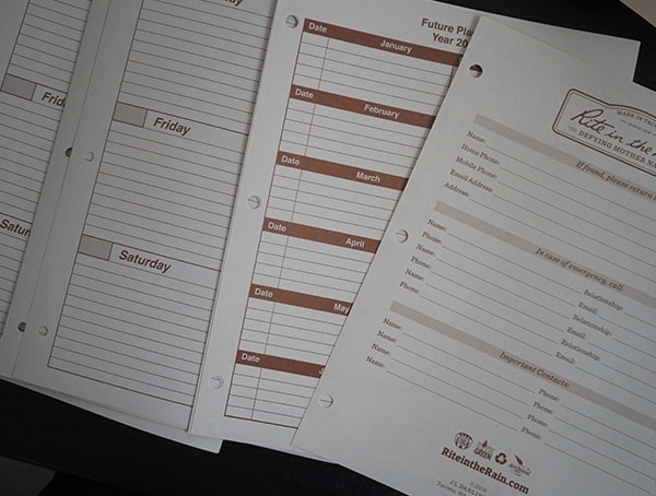 Various Included Kit Sheets Rite In The Rain Maxi Field Planner