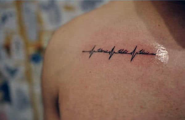 Veni Vidi Vici Heartbeat Chest Tattoos For Men