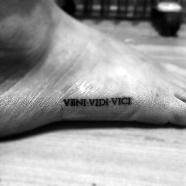 Veni Vidi Vici Mens Foot Tattoos