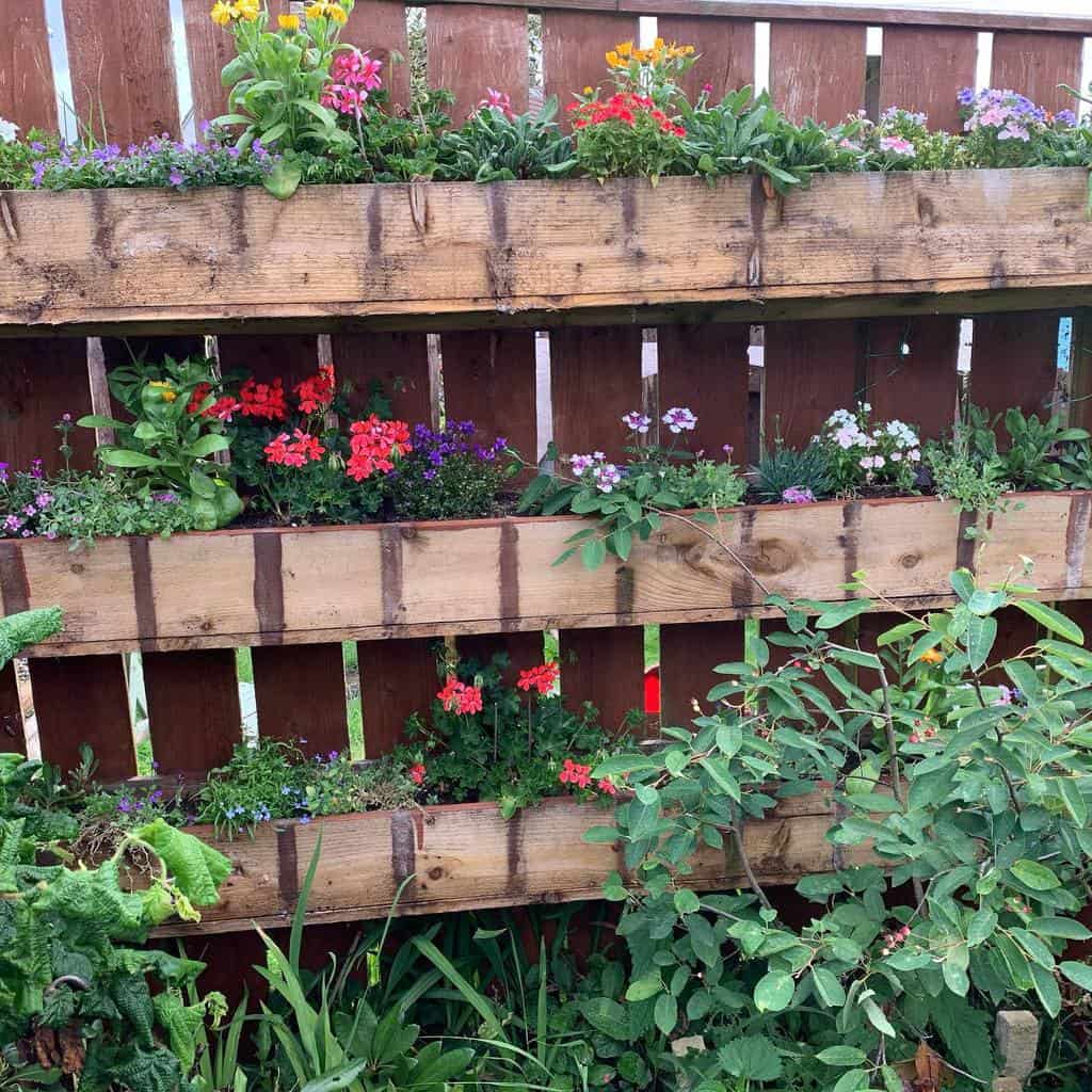 vertical wood planter flower garden