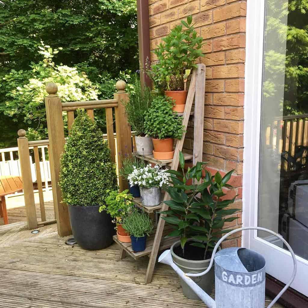 vertical wood stand herb garden