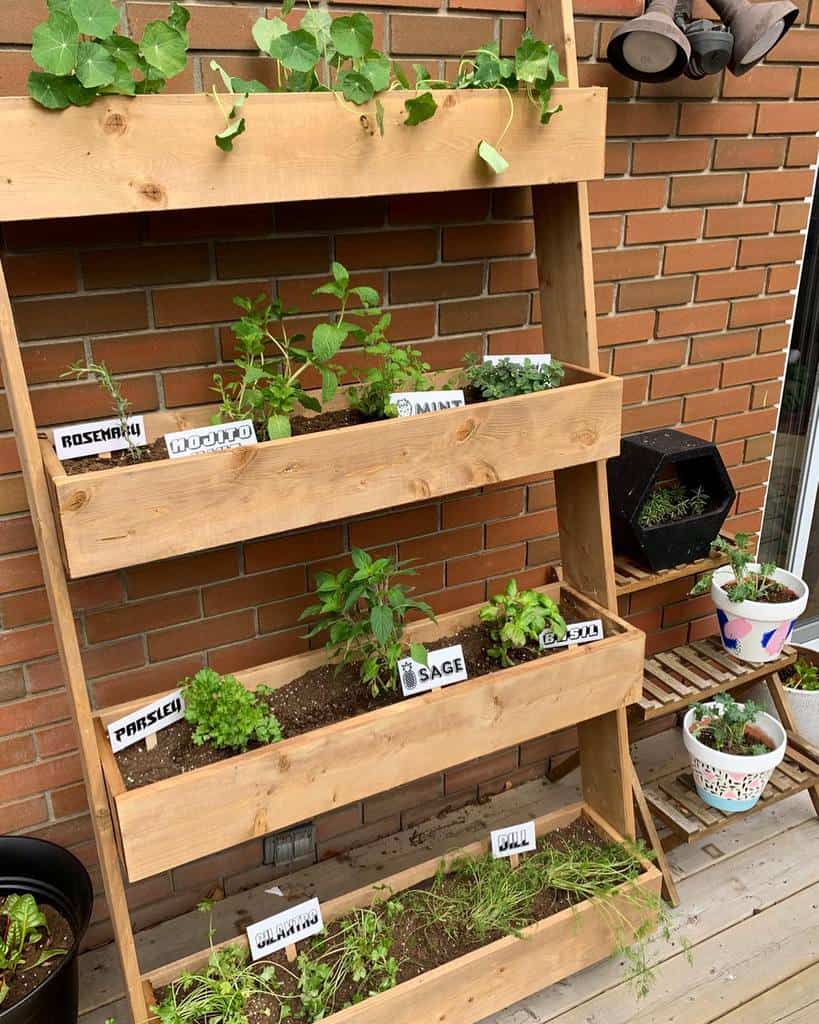 vertical wood herb garden