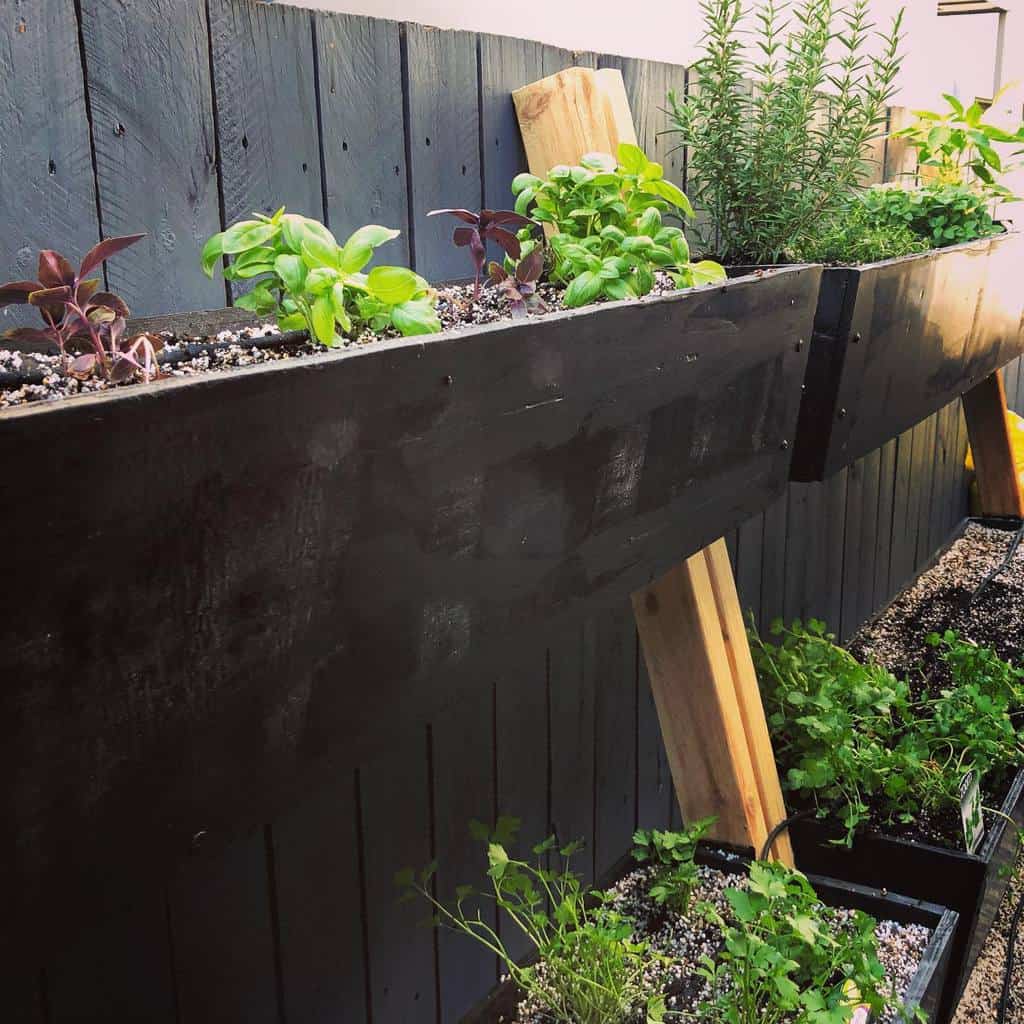 black vertical garden planter box herb garden