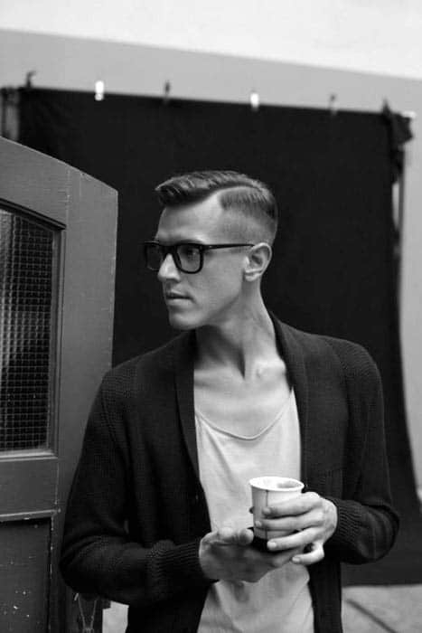 Very Short Fade Hard Part Mens Hair