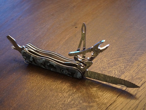 Victorinox Skipper Navy Camouflage Pocket Knife With Tools Open