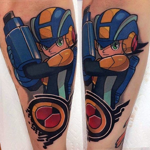 Video Game Masculine Megaman Tattoos For Men On Forearm