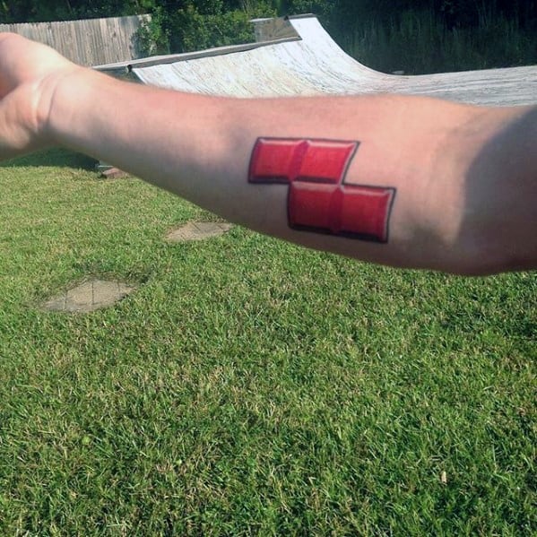 Video Game Tetris Mens Tattoo Designs