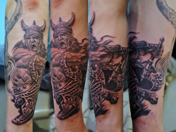 Viking Mythology Tattoos For Men On Outer Forearm