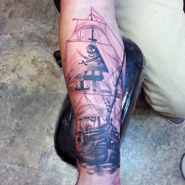 Viking Ship Tattoo For Men On Forearm