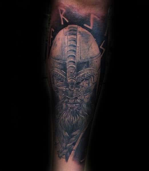 Viking Warrior Rune Male Forearm Sleeve Tattos