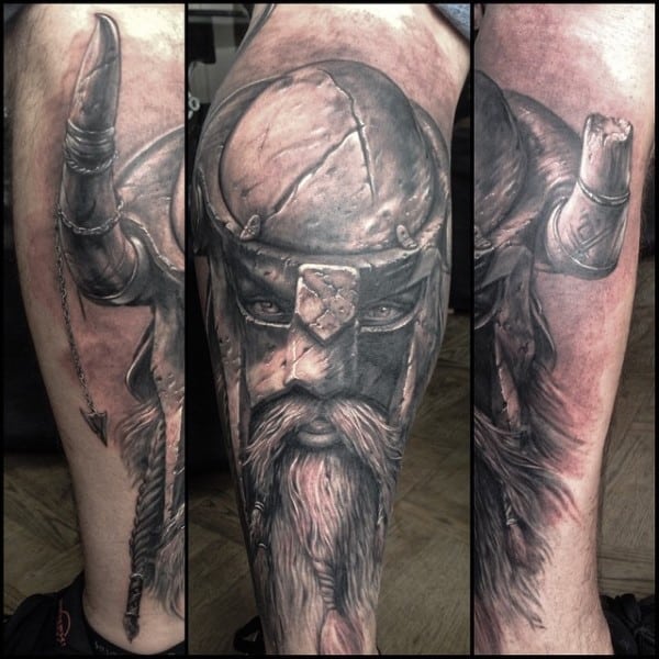 Vikings Stone Male Tattoo Ideas On Leg