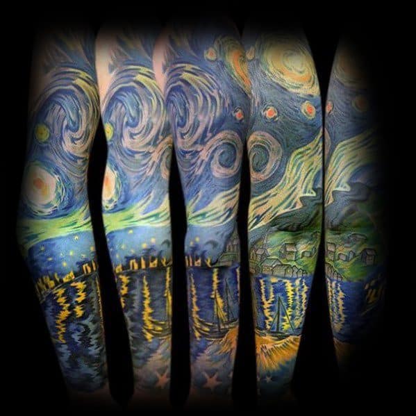 Vincent Van Gogh Painting Sleeve Tattoos For Men