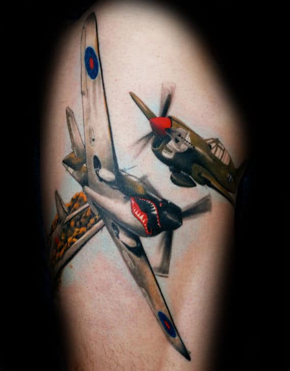 Vintage Aircraft Usaf Tattoos For Men On Thigh